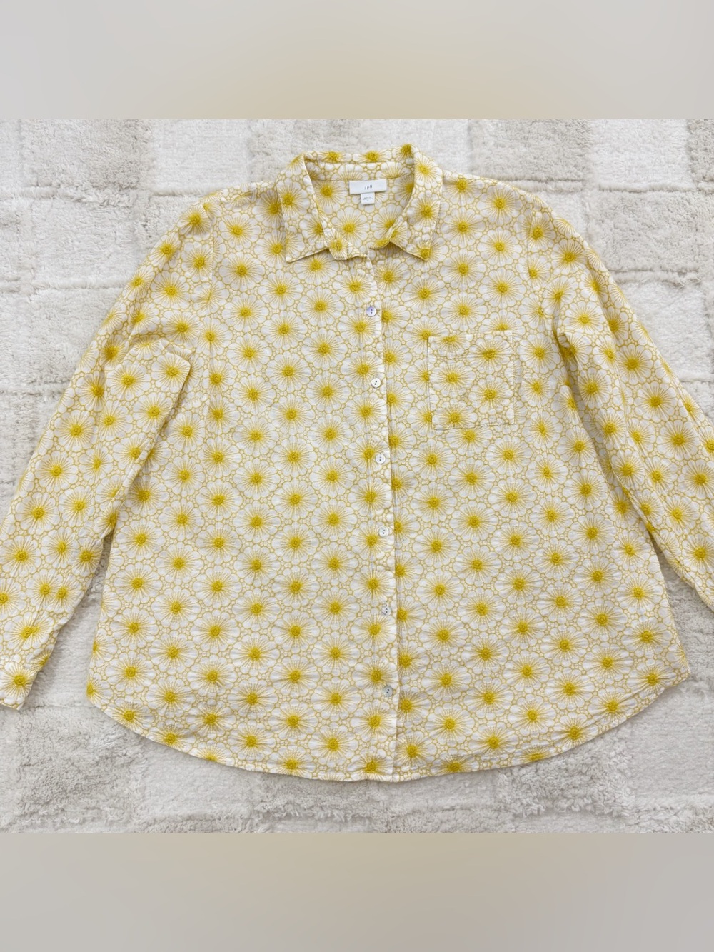 J. Jill Embroidered Flower Button Down Shirt Medium - Picture 3 of 9